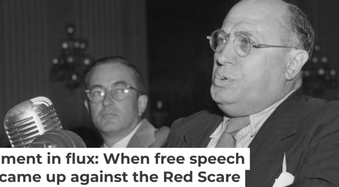 Hollywood screenwriter Samuel Ornitz speaks before the House Un-American Activities Committee in Washington, D.C., on Oct. 29, 1947. UPI/Bettmann Archive via Getty Images